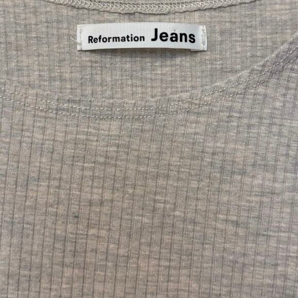 Reformation Beige Ribbed Knit Mini Dress Size Small - Picture 2 of 5